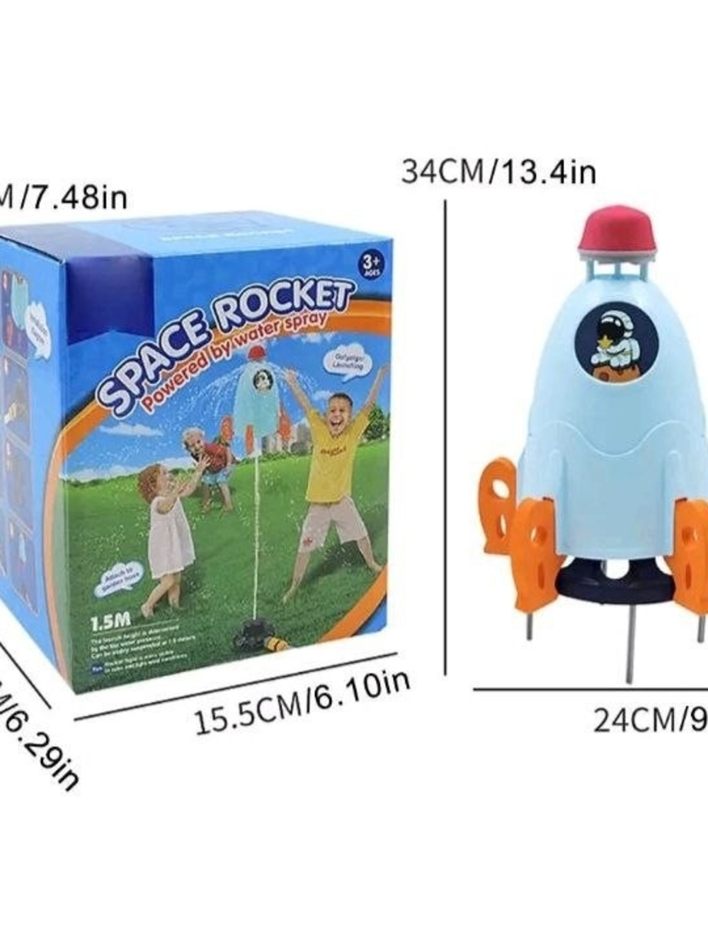 Space Rocket Water Sprinkler Toy - Light Blue & Orange